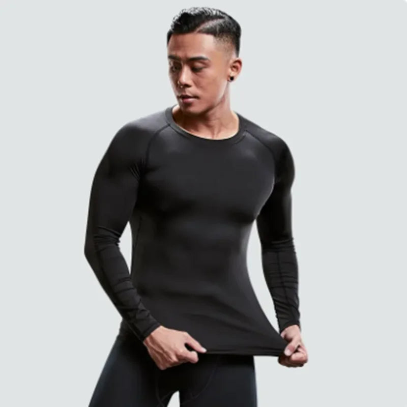 New Men Sport T-Shirt Quick Dry Bodybuilding Running Shirt Long Sleeve Compression Top Gym T Shirt Men Fitness Tight Rashgard