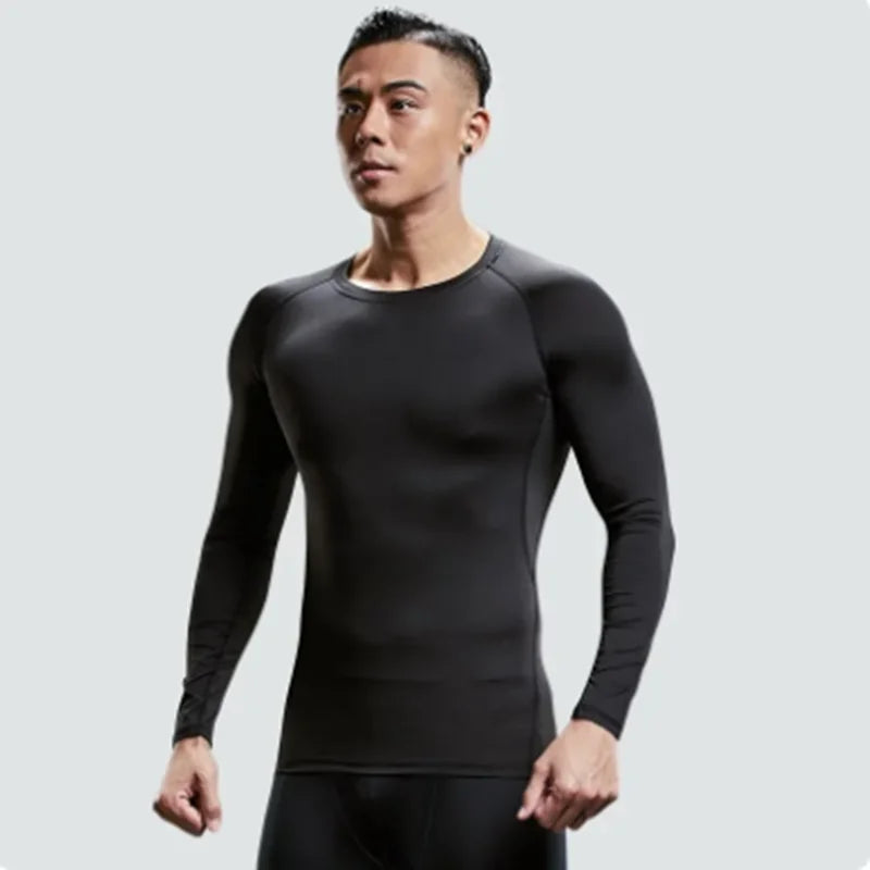 New Men Sport T-Shirt Quick Dry Bodybuilding Running Shirt Long Sleeve Compression Top Gym T Shirt Men Fitness Tight Rashgard