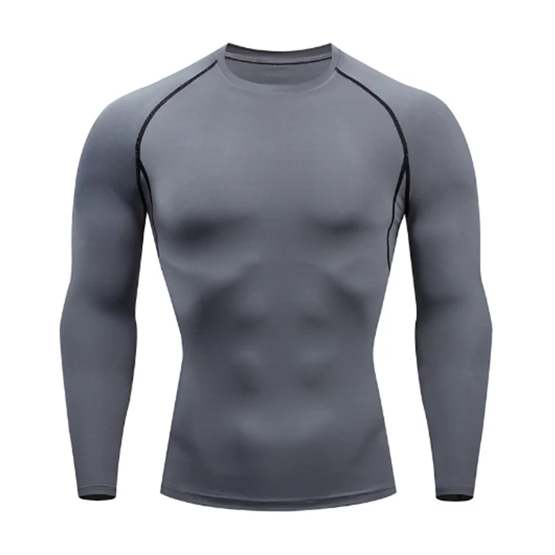 New Men Sport T-Shirt Quick Dry Bodybuilding Running Shirt Long Sleeve Compression Top Gym T Shirt Men Fitness Tight Rashgard